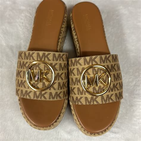 michael michael kors sadler striped logo jacquard slide sandal|Sadler Striped Logo Jacquard Slide Sandal .